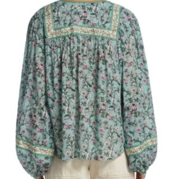ISABLE MARANT GAYLE FLORAL PRINT TIE-NECK BLOUSE IN GRÜN - size 36 (US 4/6) - Picture 4 of 13